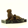 Bronze paperweight "Lying dog with boy", Roland Paris