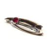 Silver brooch with red stone, 925 silver