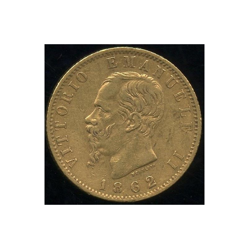 Italy 20 lire 1862, Vittorio Emanuele II, AU 900