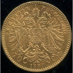 Austria Franz Joseph I kuld 10 krooni 1897, AU 900