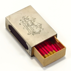 Antique matchbox holder, 813 silver