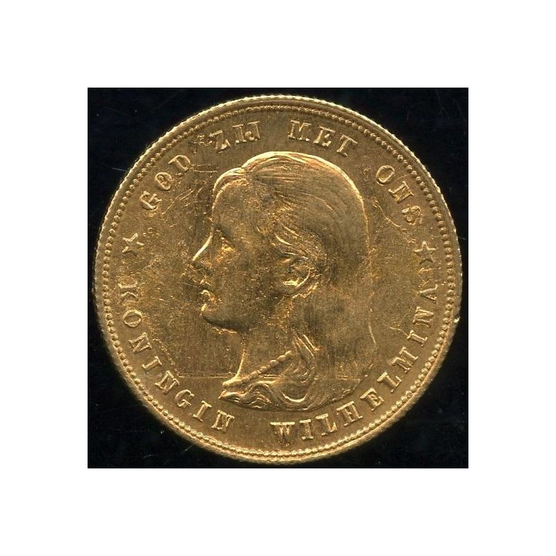Nederland Wilhelmina gold 10 gulden 1897, AU 900 SOLD