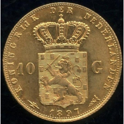 Nederland Wilhelmina gold 10 gulden 1897, AU 900 SOLD