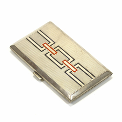 Silver Art Deco cigarette case, 935 enameled silver
