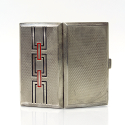 Silver Art Deco cigarette case, 935 enameled silver
