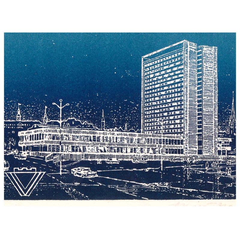 Allex Kütt (1921 - 1991) graphic "Viru hotel" 1971