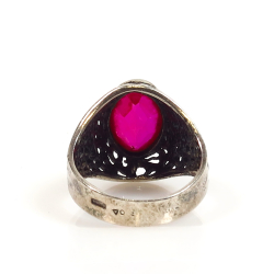 Silver ring, 916 silver with oval cut red stone