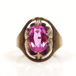 Silver ring, 875 silver with oval cut rose stone