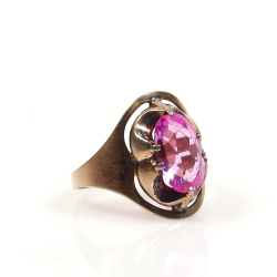 Silver ring, 875 silver with oval cut rose stone