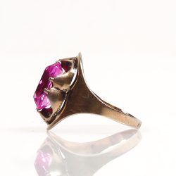 Silver ring, 875 silver with oval cut rose stone