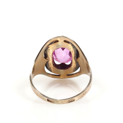 Silver ring, 875 silver with oval cut rose stone