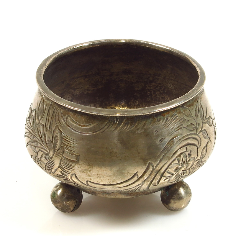 Antique Russian salt cellar, 84 silver