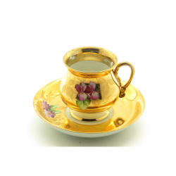 Antique Russian porcelain cup with saucer, M.B.Dunashova 1880 - 1910