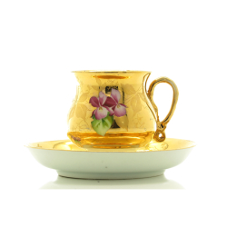 Antique Russian porcelain cup with saucer, M.B.Dunashova 1880 - 1910