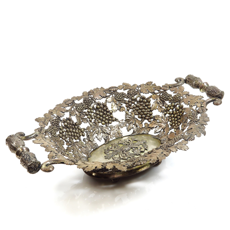Antique German openwork fruit platter, 830 silver