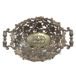 Antique German openwork fruit platter, 830 silver