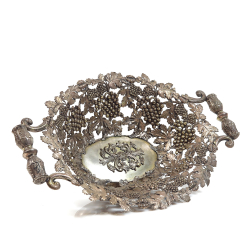 Antique German openwork fruit platter, 830 silver