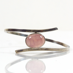 Silver bracelet with rose quartz, 813 silver, Erik Granit & Co