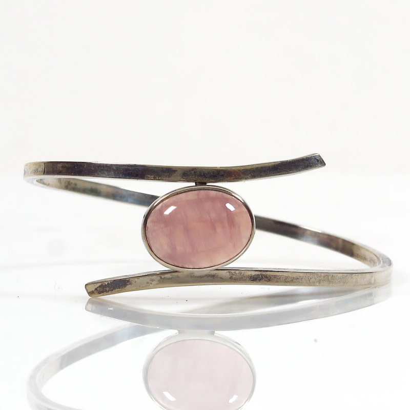 Silver bracelet with rose quartz, 813 silver, Erik Granit & Co