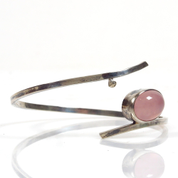 Silver bracelet with rose quartz, 813 silver, Erik Granit & Co