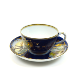 Antique Russian porcelain cup with saucer, M.S.Kuznetsov 1891 - 1917