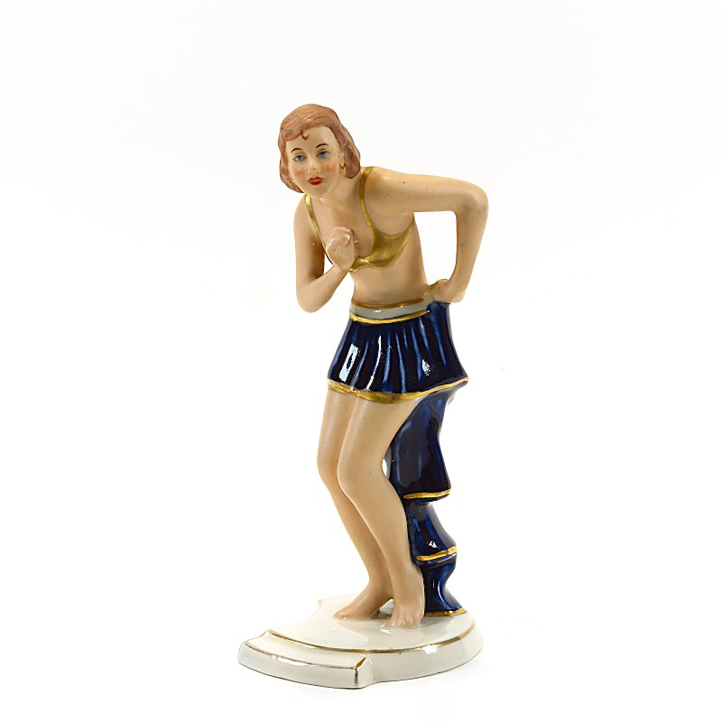 Royal Dux female Art Deco figure, Elly Strobach (1908-2002)