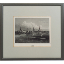 W.S.Stavenhagen (1814 - 1881) copper engraving View of Riga 1855