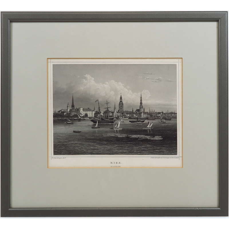 W.S.Stavenhagen (1814 - 1881) copper engraving View of Riga 1855