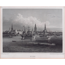 W.S.Stavenhagen (1814 - 1881) copper engraving View of Riga 1855