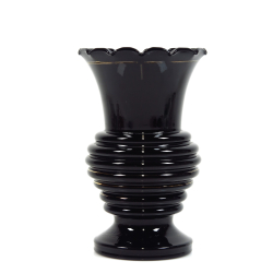 Art Deco black opal glass vase