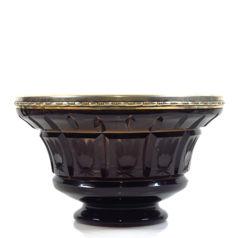 Art Deco crystal bowl with silver rim, 813 silver