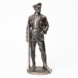 Old silver-plated metal officer statue