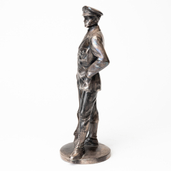 Old silver-plated metal officer statue