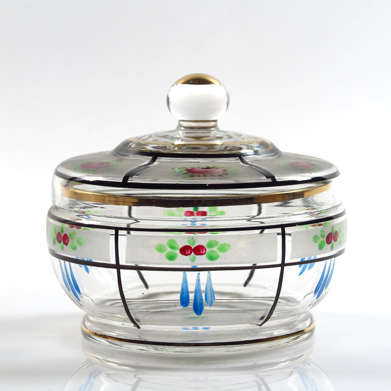 Art Nouveau glass sugar bowl