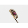 Brooch, old rose cut ruby/diamonds, 585 gold
