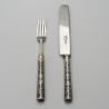 Niello decored fork and knife "Jalta", 84 silver
