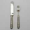 Niello decored fork and knife "Jalta", 84 silver