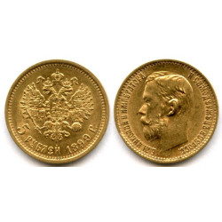 Russia gold 5 rouble 1899,...
