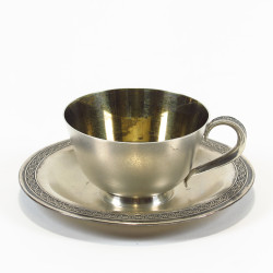 Silver cup with saucer, 875...