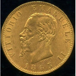 Itaalia 20 liiri 1863, Vittorio Emanuele II, AU 900