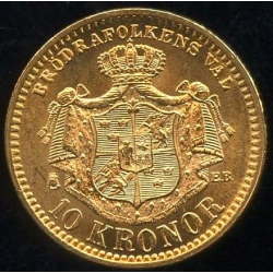 Sweden 10 kronor 1901, Oscar II, AU 900